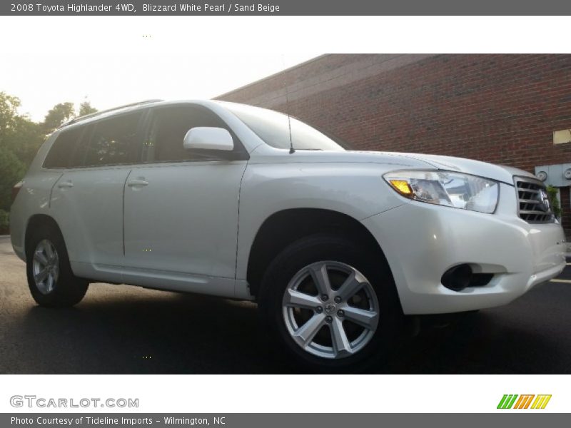Blizzard White Pearl / Sand Beige 2008 Toyota Highlander 4WD