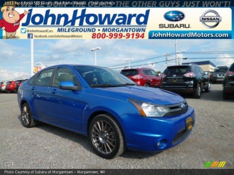 Blue Flame Metallic / Charcoal Black 2011 Ford Focus SES Sedan
