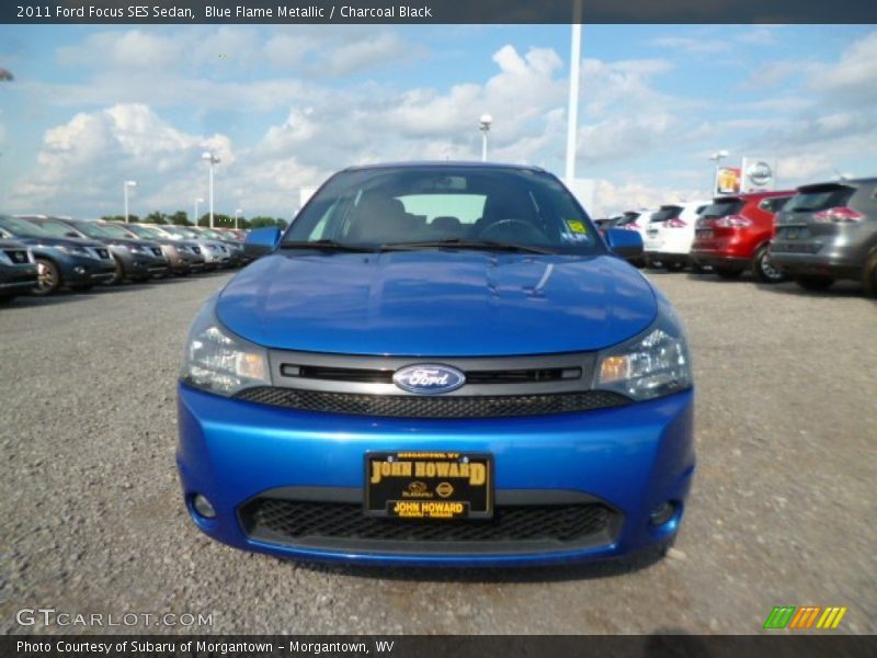 Blue Flame Metallic / Charcoal Black 2011 Ford Focus SES Sedan