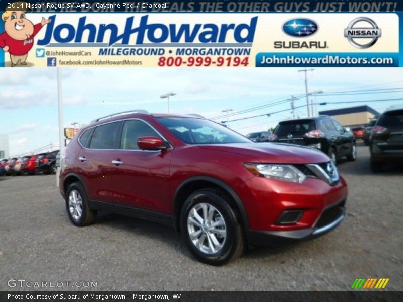 Cayenne Red / Charcoal 2014 Nissan Rogue SV AWD