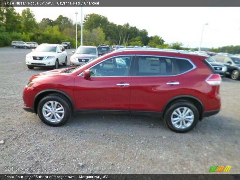Cayenne Red / Charcoal 2014 Nissan Rogue SV AWD