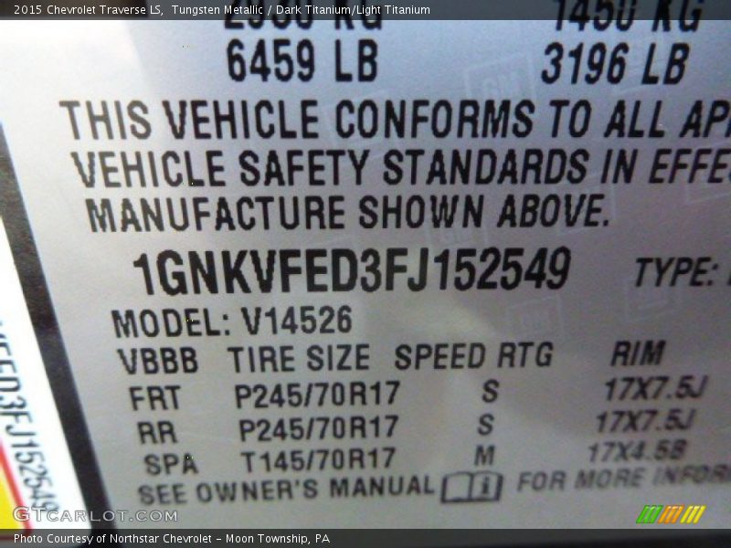 Tungsten Metallic / Dark Titanium/Light Titanium 2015 Chevrolet Traverse LS