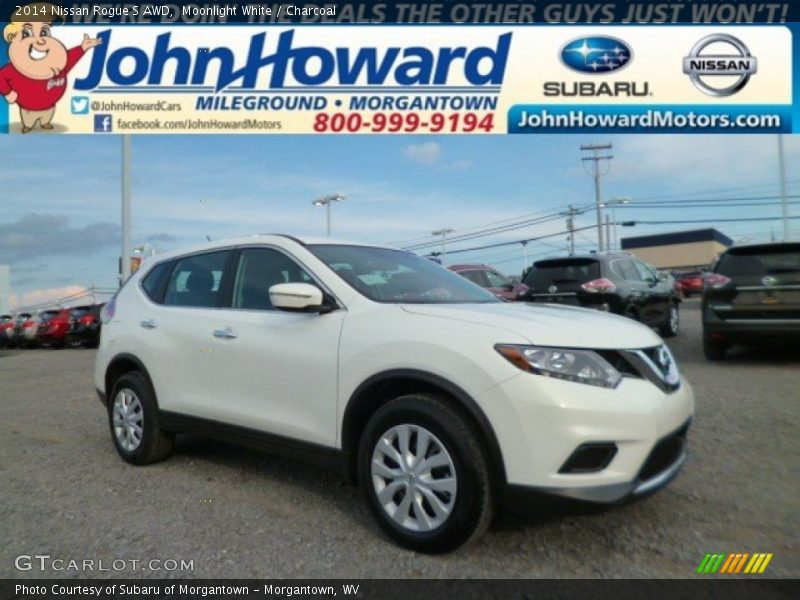Moonlight White / Charcoal 2014 Nissan Rogue S AWD