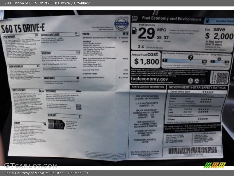 Ice White / Off-Black 2015 Volvo S60 T5 Drive-E