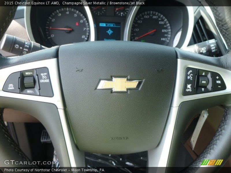Champagne Silver Metallic / Brownstone/Jet Black 2015 Chevrolet Equinox LT AWD