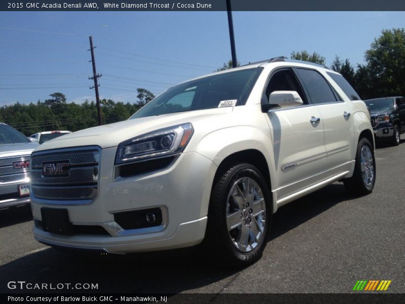 White Diamond Tricoat / Cocoa Dune 2015 GMC Acadia Denali AWD