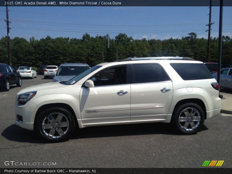 White Diamond Tricoat / Cocoa Dune 2015 GMC Acadia Denali AWD