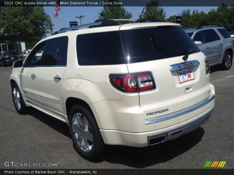 White Diamond Tricoat / Cocoa Dune 2015 GMC Acadia Denali AWD