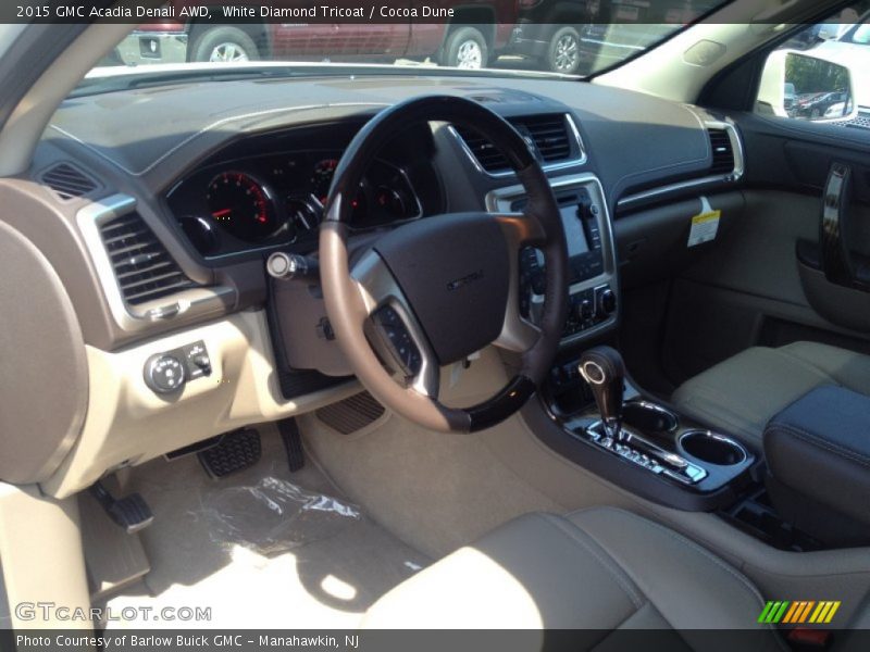 White Diamond Tricoat / Cocoa Dune 2015 GMC Acadia Denali AWD