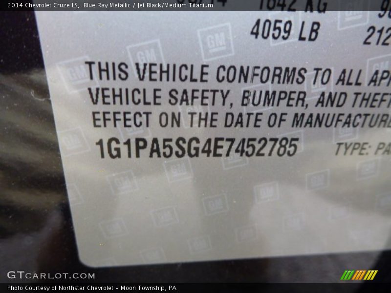 Blue Ray Metallic / Jet Black/Medium Titanium 2014 Chevrolet Cruze LS