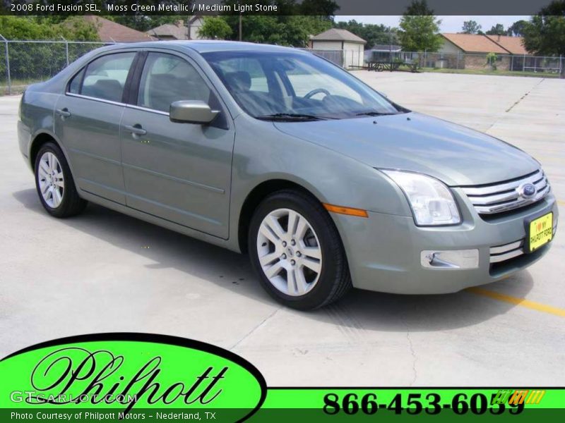 Moss Green Metallic / Medium Light Stone 2008 Ford Fusion SEL