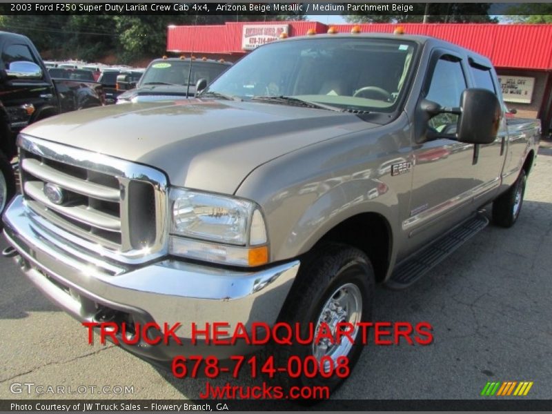 Arizona Beige Metallic / Medium Parchment Beige 2003 Ford F250 Super Duty Lariat Crew Cab 4x4