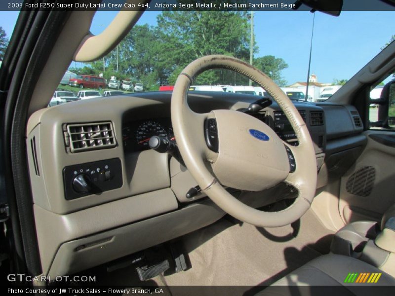 Arizona Beige Metallic / Medium Parchment Beige 2003 Ford F250 Super Duty Lariat Crew Cab 4x4