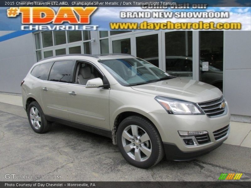 Champagne Silver Metallic / Dark Titanium/Light Titanium 2015 Chevrolet Traverse LTZ AWD