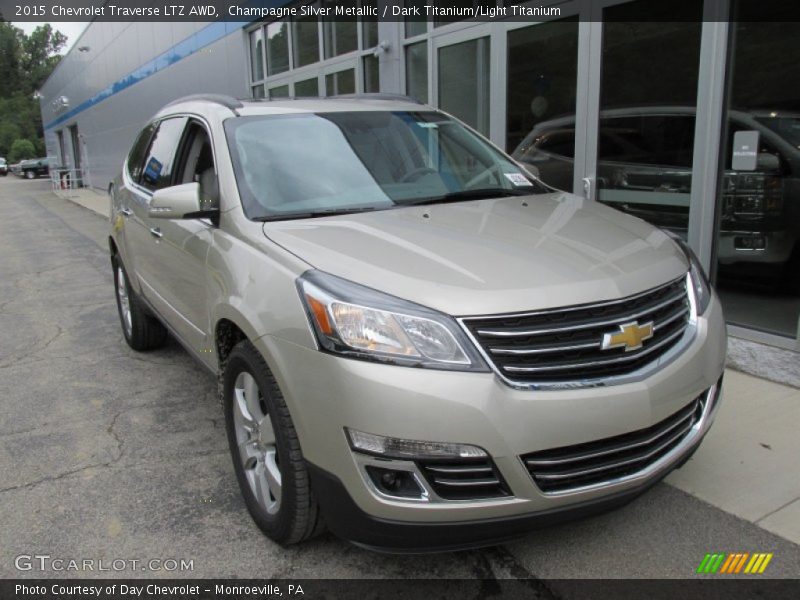 Champagne Silver Metallic / Dark Titanium/Light Titanium 2015 Chevrolet Traverse LTZ AWD