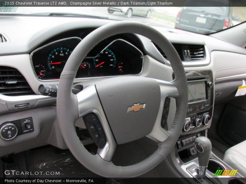 Champagne Silver Metallic / Dark Titanium/Light Titanium 2015 Chevrolet Traverse LTZ AWD