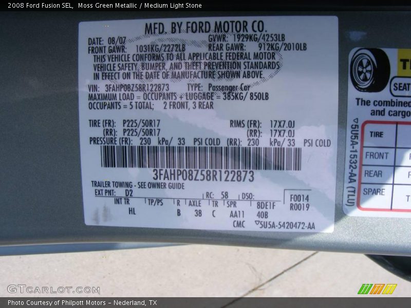 Moss Green Metallic / Medium Light Stone 2008 Ford Fusion SEL