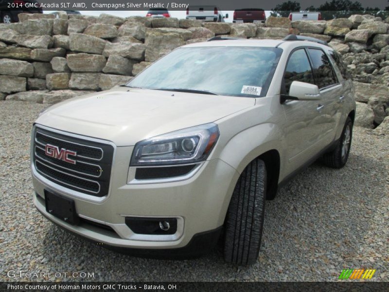 Champagne Silver Metallic / Ebony 2014 GMC Acadia SLT AWD