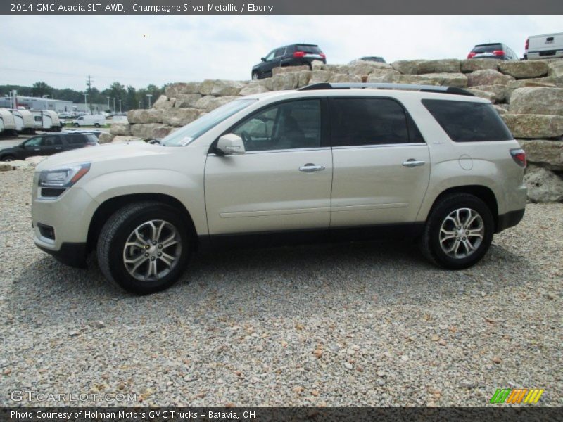 Champagne Silver Metallic / Ebony 2014 GMC Acadia SLT AWD