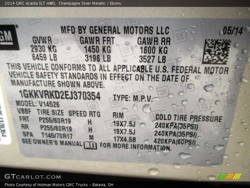 Champagne Silver Metallic / Ebony 2014 GMC Acadia SLT AWD