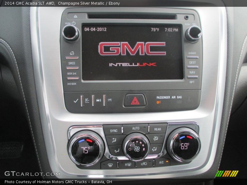 Champagne Silver Metallic / Ebony 2014 GMC Acadia SLT AWD