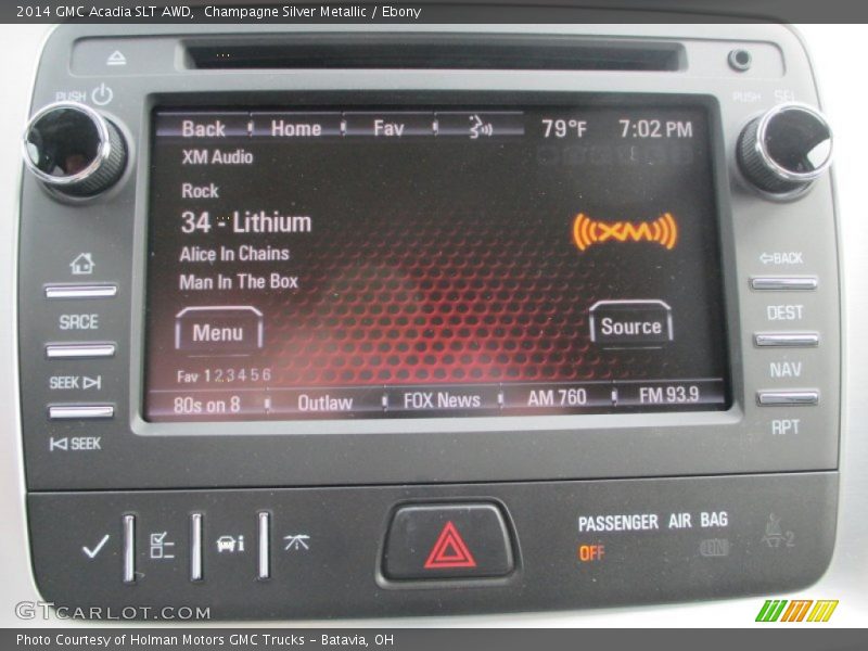 Champagne Silver Metallic / Ebony 2014 GMC Acadia SLT AWD