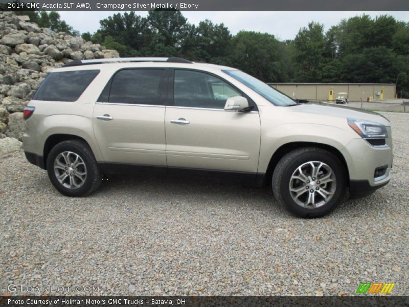 Champagne Silver Metallic / Ebony 2014 GMC Acadia SLT AWD