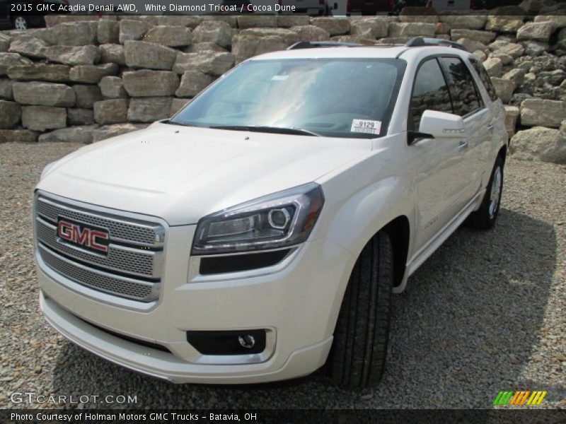 White Diamond Tricoat / Cocoa Dune 2015 GMC Acadia Denali AWD