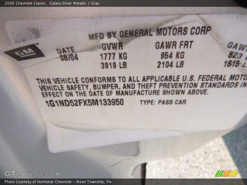 Galaxy Silver Metallic / Gray 2005 Chevrolet Classic