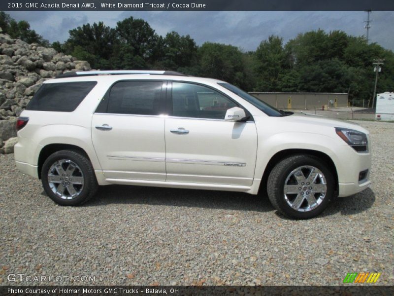 White Diamond Tricoat / Cocoa Dune 2015 GMC Acadia Denali AWD