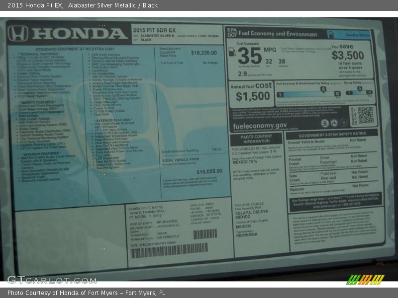  2015 Fit EX Window Sticker