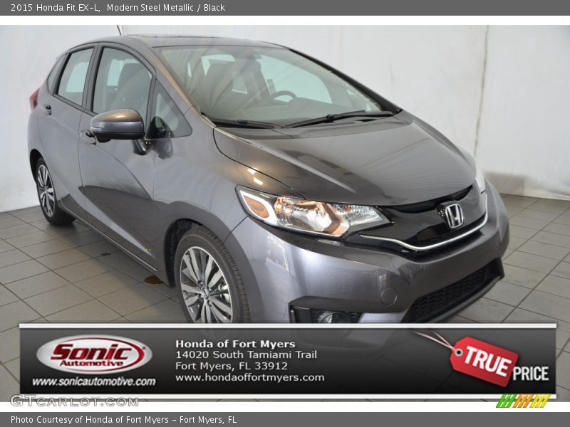 Modern Steel Metallic / Black 2015 Honda Fit EX-L