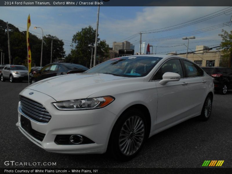 Oxford White / Charcoal Black 2014 Ford Fusion Titanium
