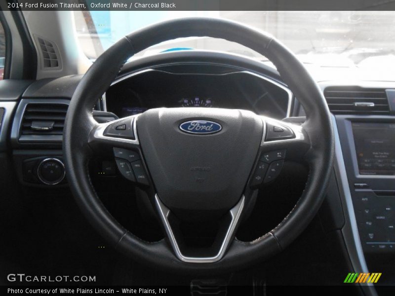 Oxford White / Charcoal Black 2014 Ford Fusion Titanium
