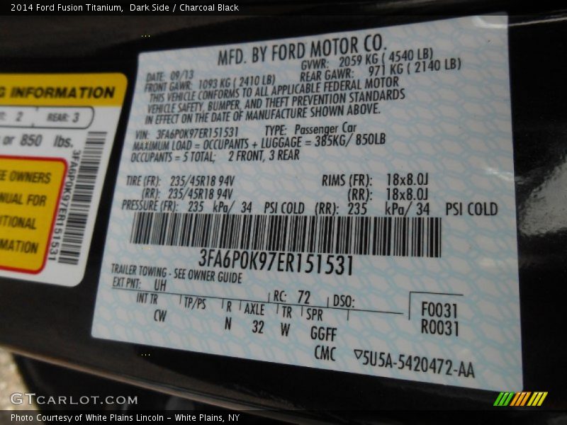 Dark Side / Charcoal Black 2014 Ford Fusion Titanium