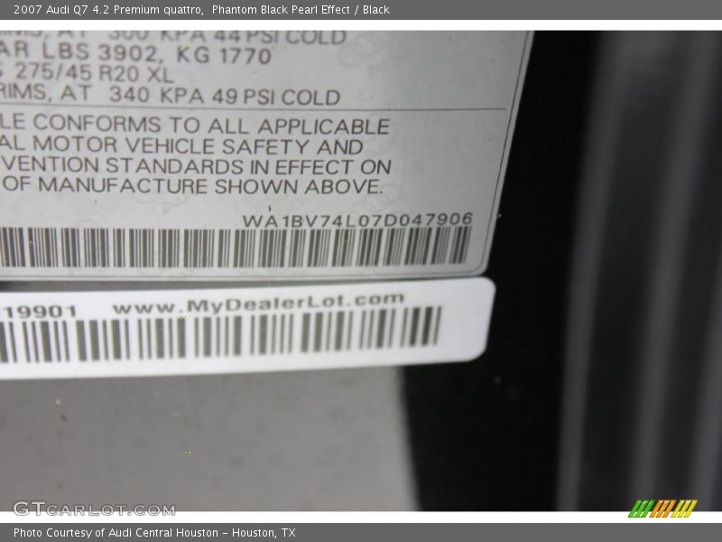 Phantom Black Pearl Effect / Black 2007 Audi Q7 4.2 Premium quattro