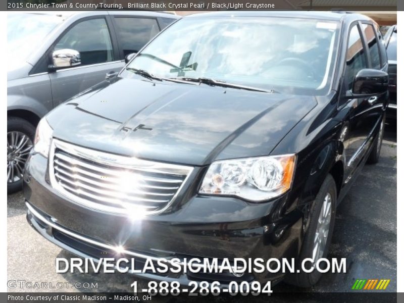 Brilliant Black Crystal Pearl / Black/Light Graystone 2015 Chrysler Town & Country Touring