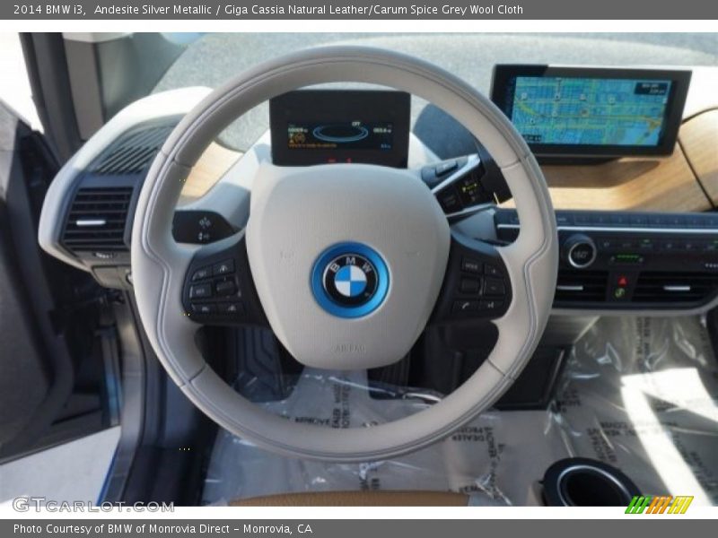 Andesite Silver Metallic / Giga Cassia Natural Leather/Carum Spice Grey Wool Cloth 2014 BMW i3