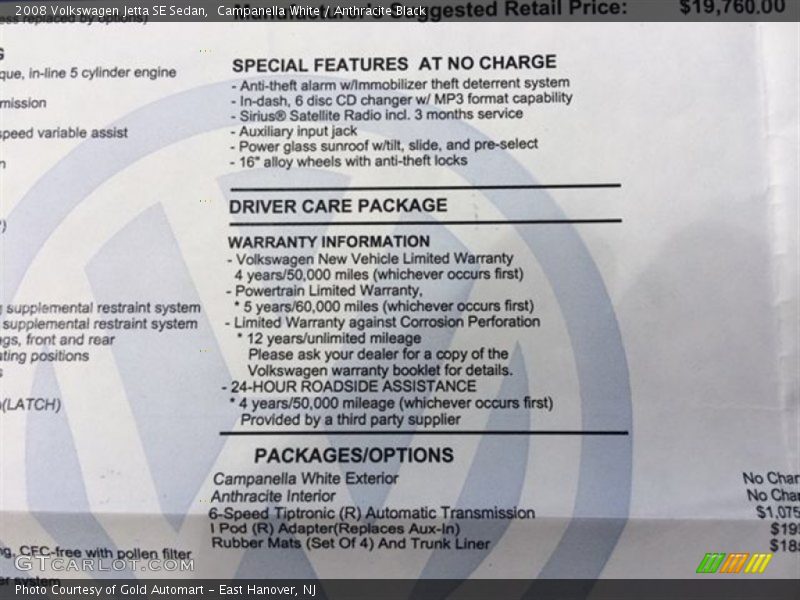 Campanella White / Anthracite Black 2008 Volkswagen Jetta SE Sedan