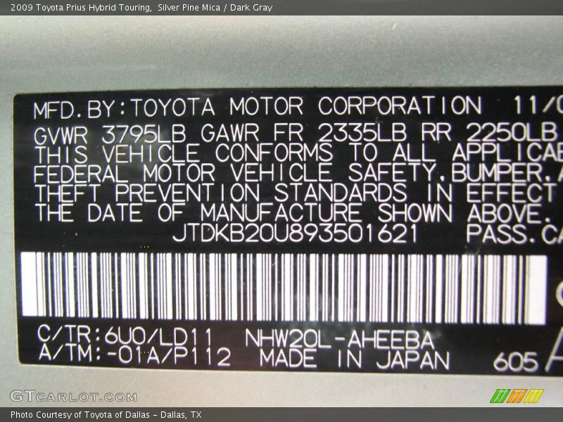 Silver Pine Mica / Dark Gray 2009 Toyota Prius Hybrid Touring