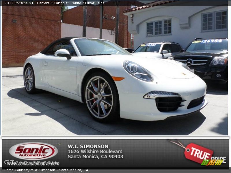 White / Luxor Beige 2013 Porsche 911 Carrera S Cabriolet