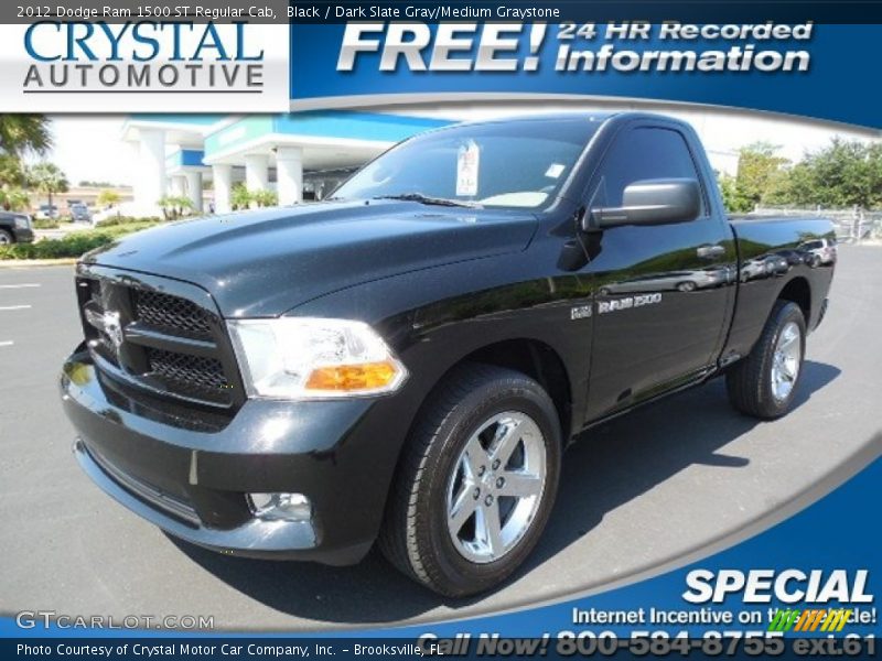 Black / Dark Slate Gray/Medium Graystone 2012 Dodge Ram 1500 ST Regular Cab