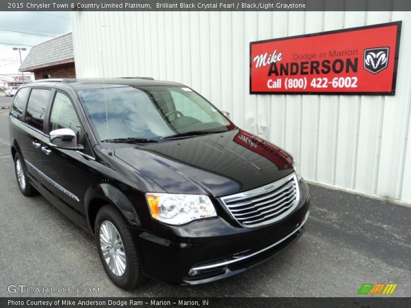 Brilliant Black Crystal Pearl / Black/Light Graystone 2015 Chrysler Town & Country Limited Platinum