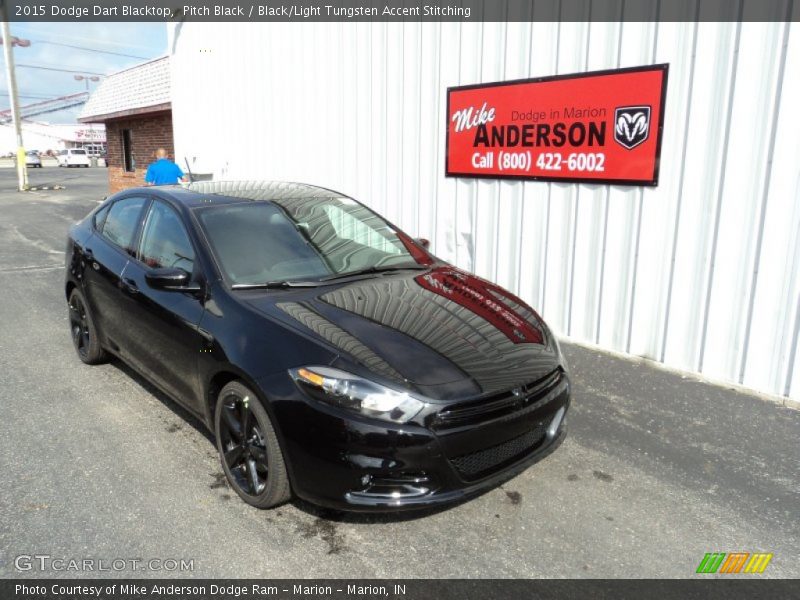 Pitch Black / Black/Light Tungsten Accent Stitching 2015 Dodge Dart Blacktop