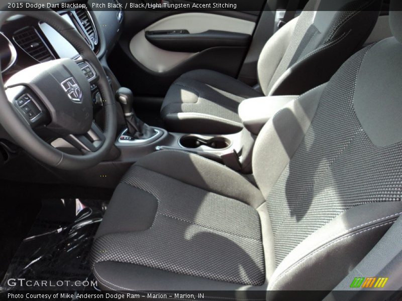 Pitch Black / Black/Light Tungsten Accent Stitching 2015 Dodge Dart Blacktop