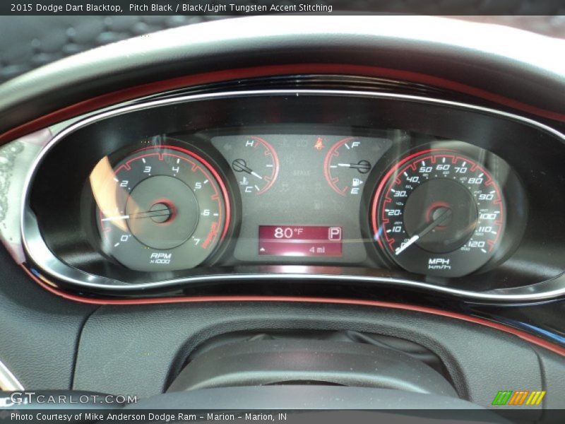 Pitch Black / Black/Light Tungsten Accent Stitching 2015 Dodge Dart Blacktop