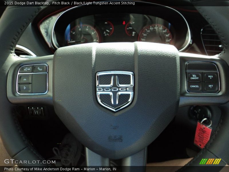 Pitch Black / Black/Light Tungsten Accent Stitching 2015 Dodge Dart Blacktop