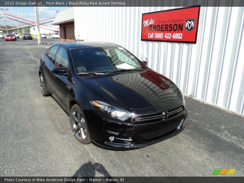 Pitch Black / Black/Ruby Red Accent Stitching 2015 Dodge Dart GT