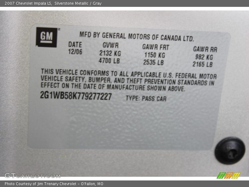 Silverstone Metallic / Gray 2007 Chevrolet Impala LS