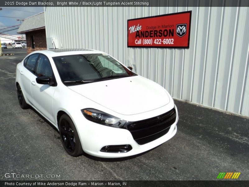 Bright White / Black/Light Tungsten Accent Stitching 2015 Dodge Dart Blacktop